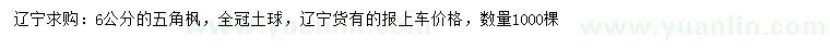 求購6公分五角楓