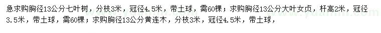 求購(gòu)七葉樹(shù)、大葉女貞、黃連木等