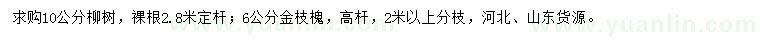 求購10公分柳樹、6公分金枝槐