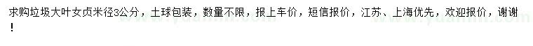 求購米徑3公分大葉女貞