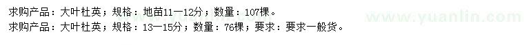 求購11-15公分大葉杜英