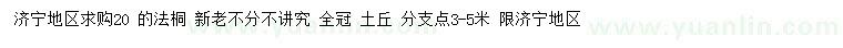 求購20公分法桐