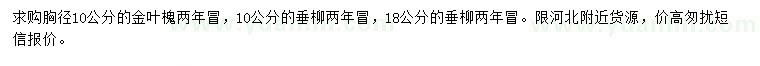 求購10公分金葉槐、垂柳