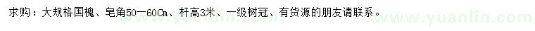 求購50-60公分國槐、皂角