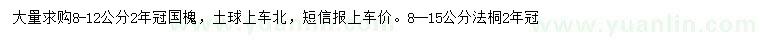 求購(gòu)8-12公分國(guó)槐、8-15公分法桐