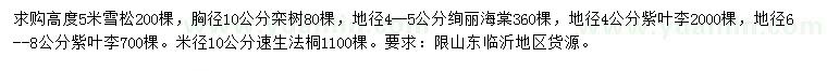 求購(gòu)雪松、欒樹(shù)、絢麗海棠等