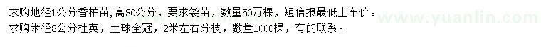 求購地徑1公分香柏、米徑8公分杜英