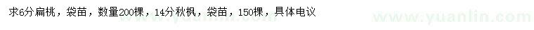 求購6公分扁桃、14公分秋楓