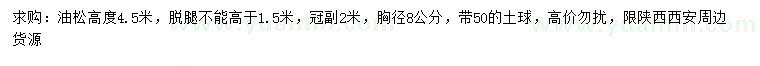 求購(gòu)高4.5米油松