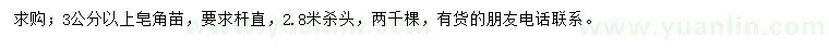 求購(gòu)3公分以上皂角苗