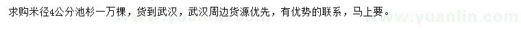 求購米徑4公分池杉
