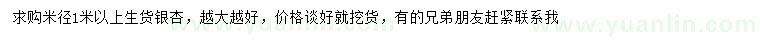 求購米徑1米以上銀杏