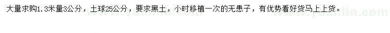 求購1.3米量3公分無患子