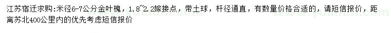 求購(gòu)米徑6-7公分金葉槐