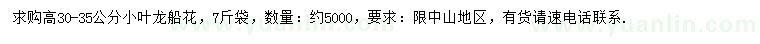 求購高30-35公分小葉龍船花