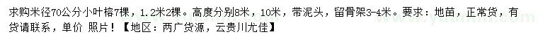 求購米徑70公分小葉榕