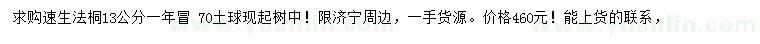 求購13公分速生法桐