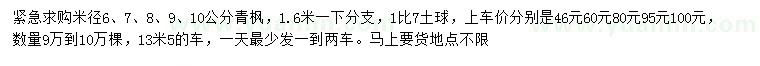 求購米徑6、7、8、9、10公分青楓