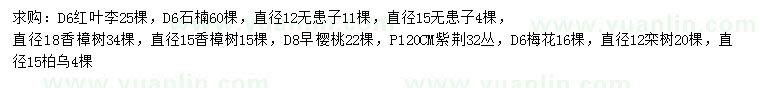 求購(gòu)紅葉李、石楠、無(wú)患子等