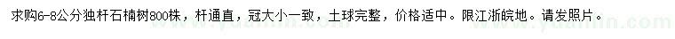 求購(gòu)6-8公分獨(dú)桿石楠樹(shù)