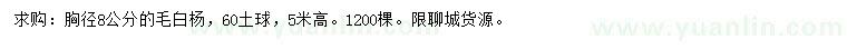 求購胸徑8公分毛白楊