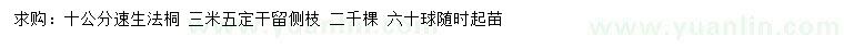 求購(gòu)10公分速生法桐