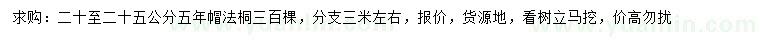 求購(gòu)20-25公分法桐
