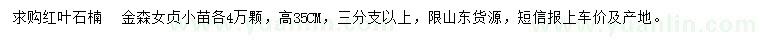 求購紅葉石楠、金森女貞