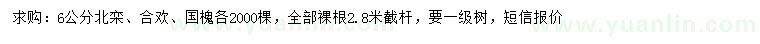 求購北欒、合歡、國槐