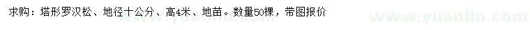 求購(gòu)地徑10公分塔形羅漢松