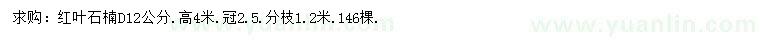 求購地徑12公分紅葉石楠