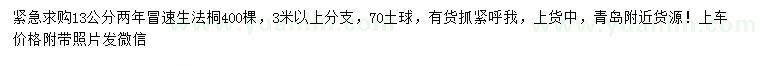 求購13公分速生法桐