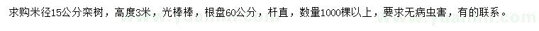 求購(gòu)米徑15公分欒樹