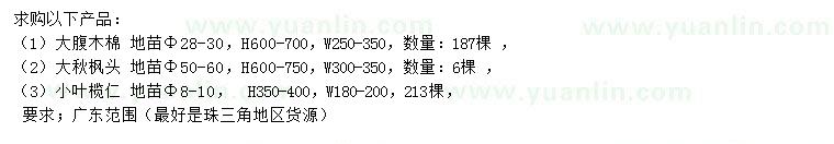 求購(gòu)大腹木棉、大秋楓頭、小葉欖仁
