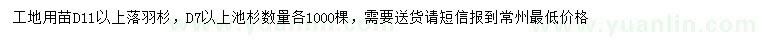 求購地徑11公分以上落羽杉、7公分以上池杉