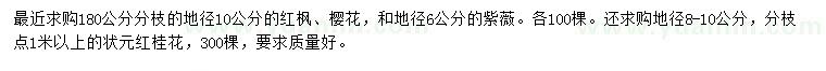 求購紅楓、櫻花、紫薇等