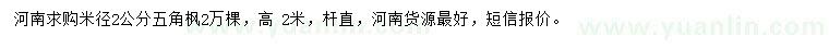 求購米徑2公分五角楓