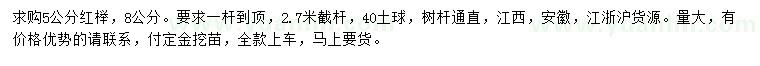 求購(gòu)5、8公分紅櫸
