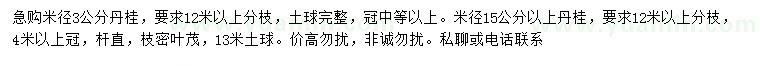 求購(gòu)米徑3、15公分丹桂