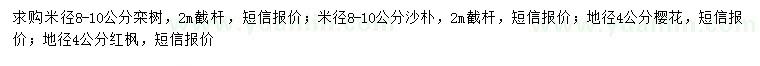 求購欒樹、沙樸、櫻花等