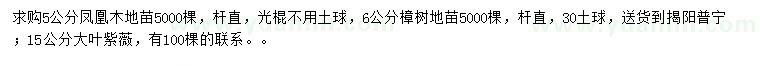 求購鳳凰木、樟樹、大葉紫薇