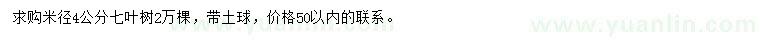 求購米徑4公分七葉樹
