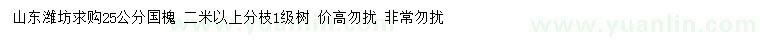 求購25公分國槐