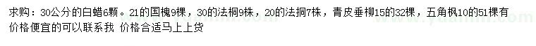 求購(gòu)白蠟、國(guó)槐、法桐等