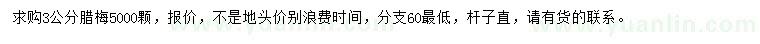 求購3公分臘梅