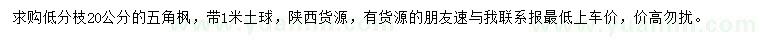 求購(gòu)20公分五角楓