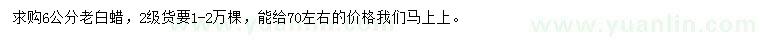 求購6公分老白蠟