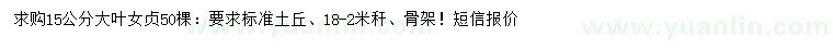 求購(gòu)15公分大葉女貞