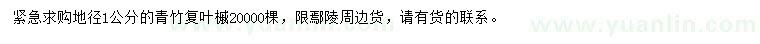 求購地徑1公分青竹復(fù)葉槭