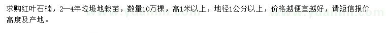 求購高1米以上紅葉石楠